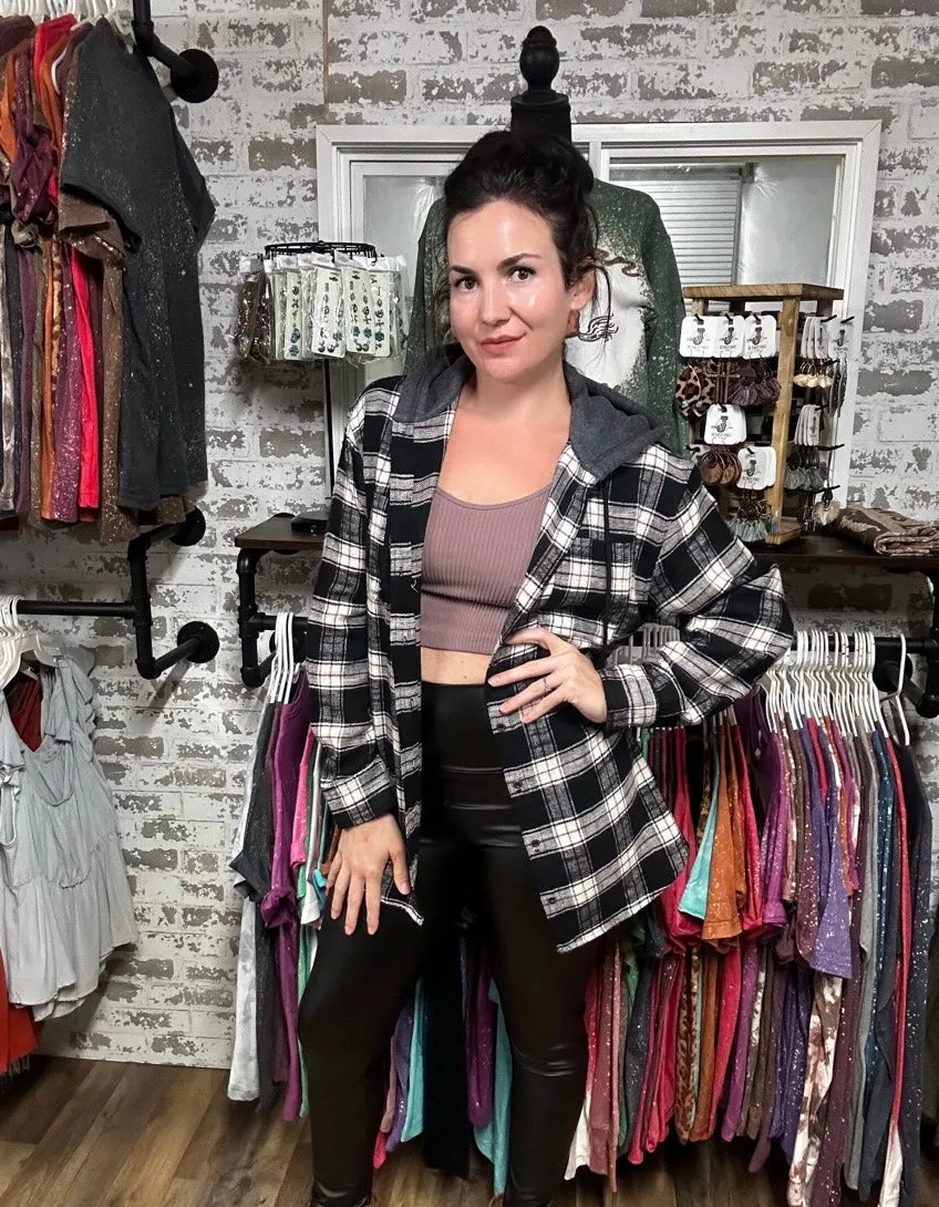 Hooded Plaid Shacket