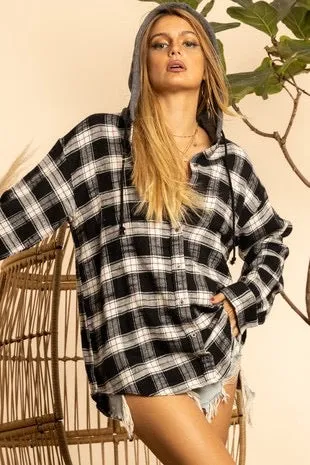 Hooded Plaid Shacket