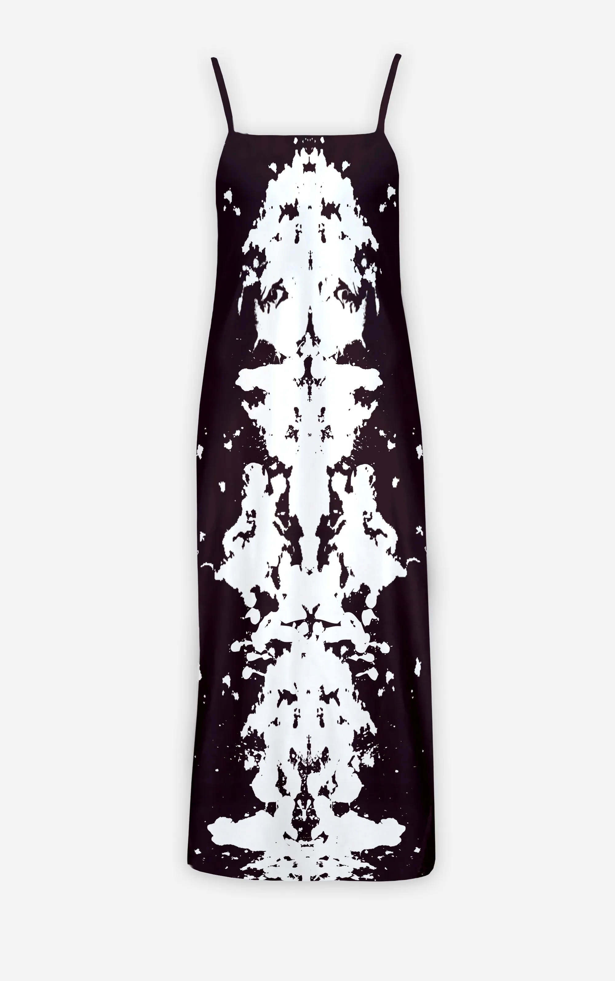 Ink Blot Reverse- 100% Silk Satin French Gothic V Neck Slip Dress in Muted Eggplant Wine | Le Leanian™