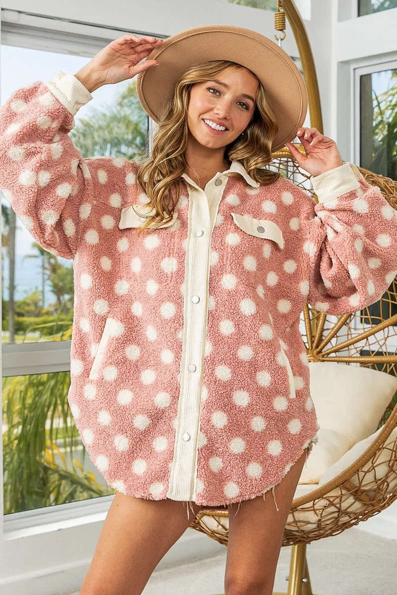IP6109G-02 | CORDUROY POLKA DOT FLEECE SHACKET