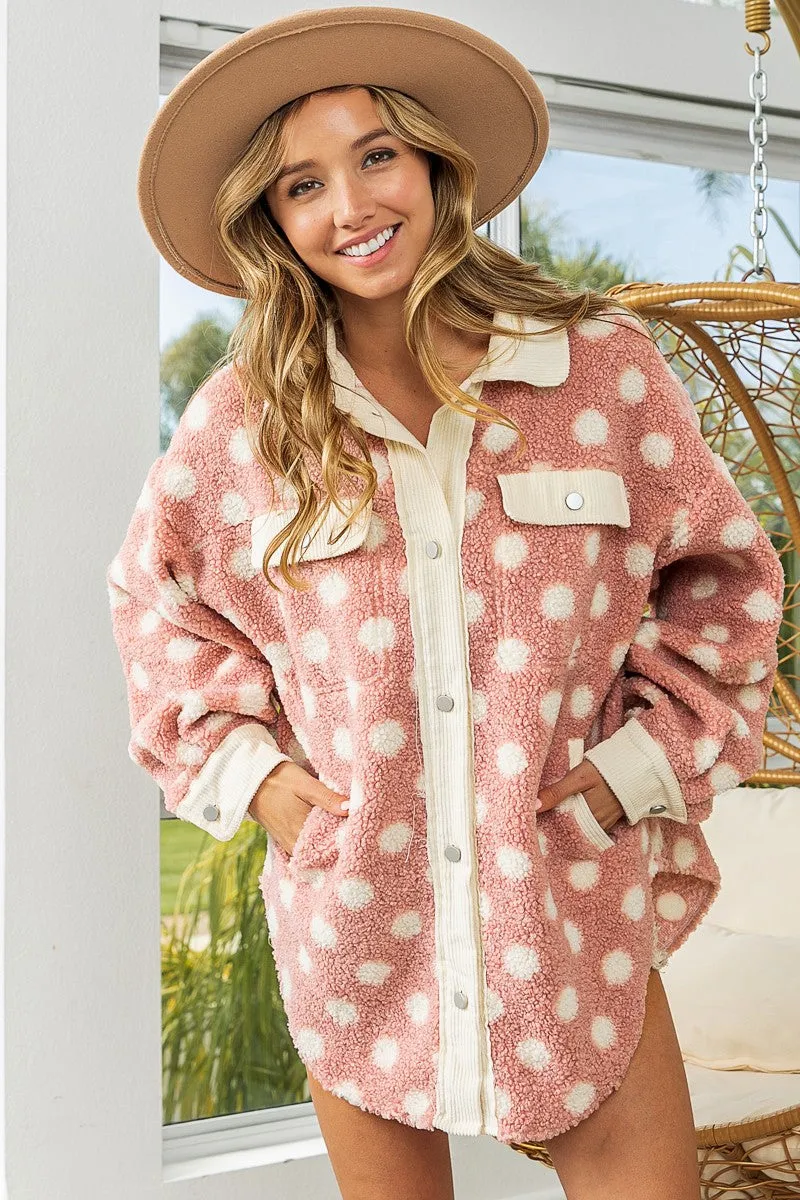IP6109G-02 | CORDUROY POLKA DOT FLEECE SHACKET