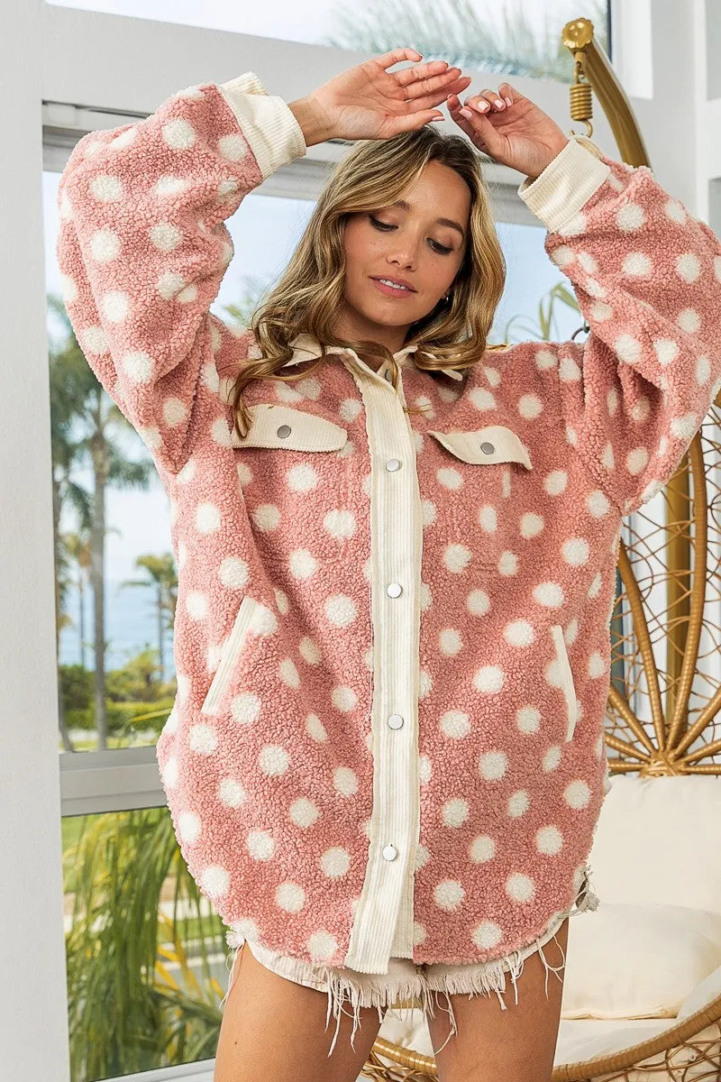 IP6109G-02 | CORDUROY POLKA DOT FLEECE SHACKET