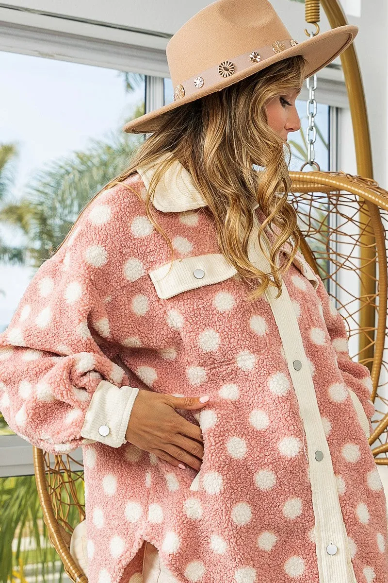IP6109G-02 | CORDUROY POLKA DOT FLEECE SHACKET