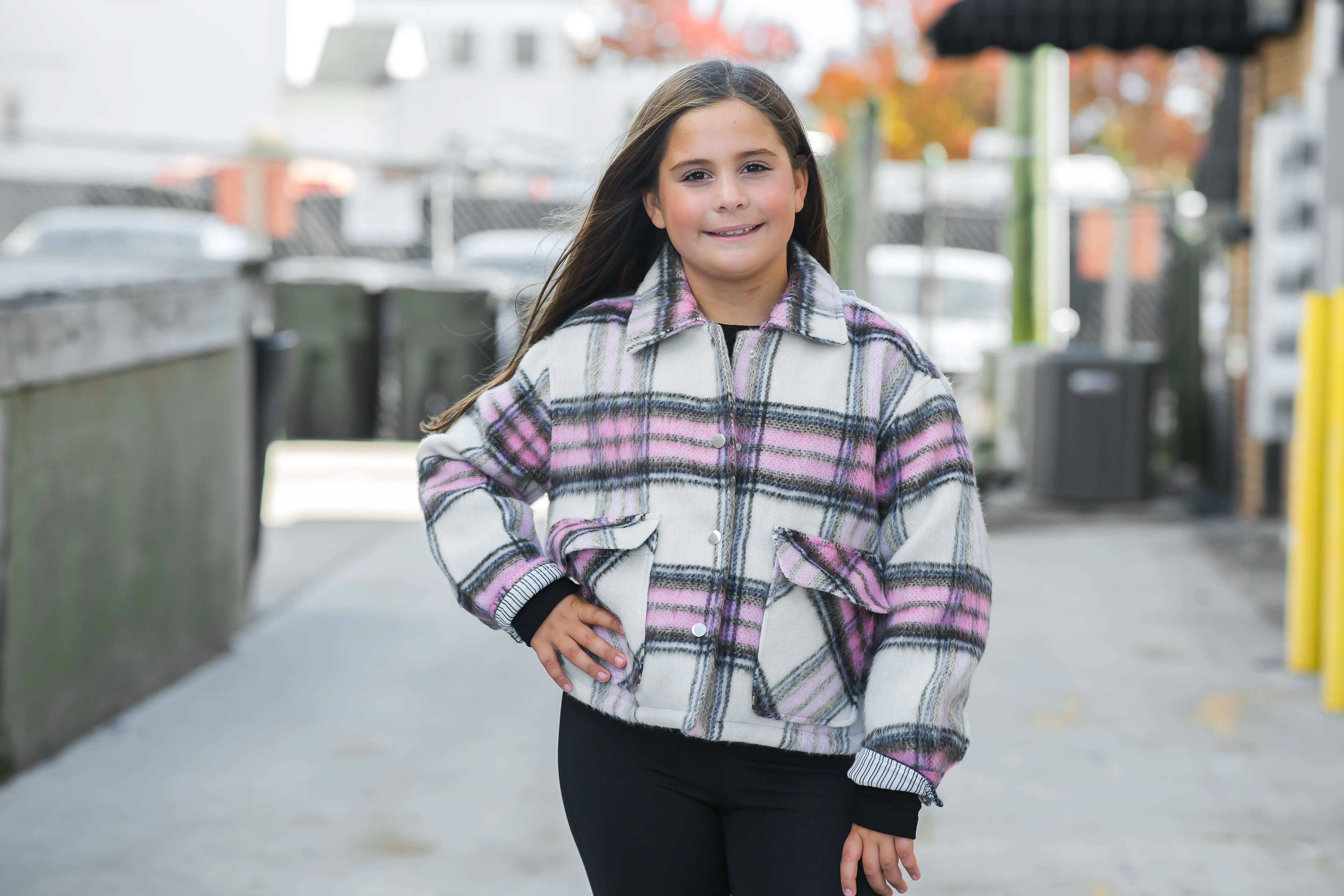Ivory & Pink Plaid Jackie Shacket