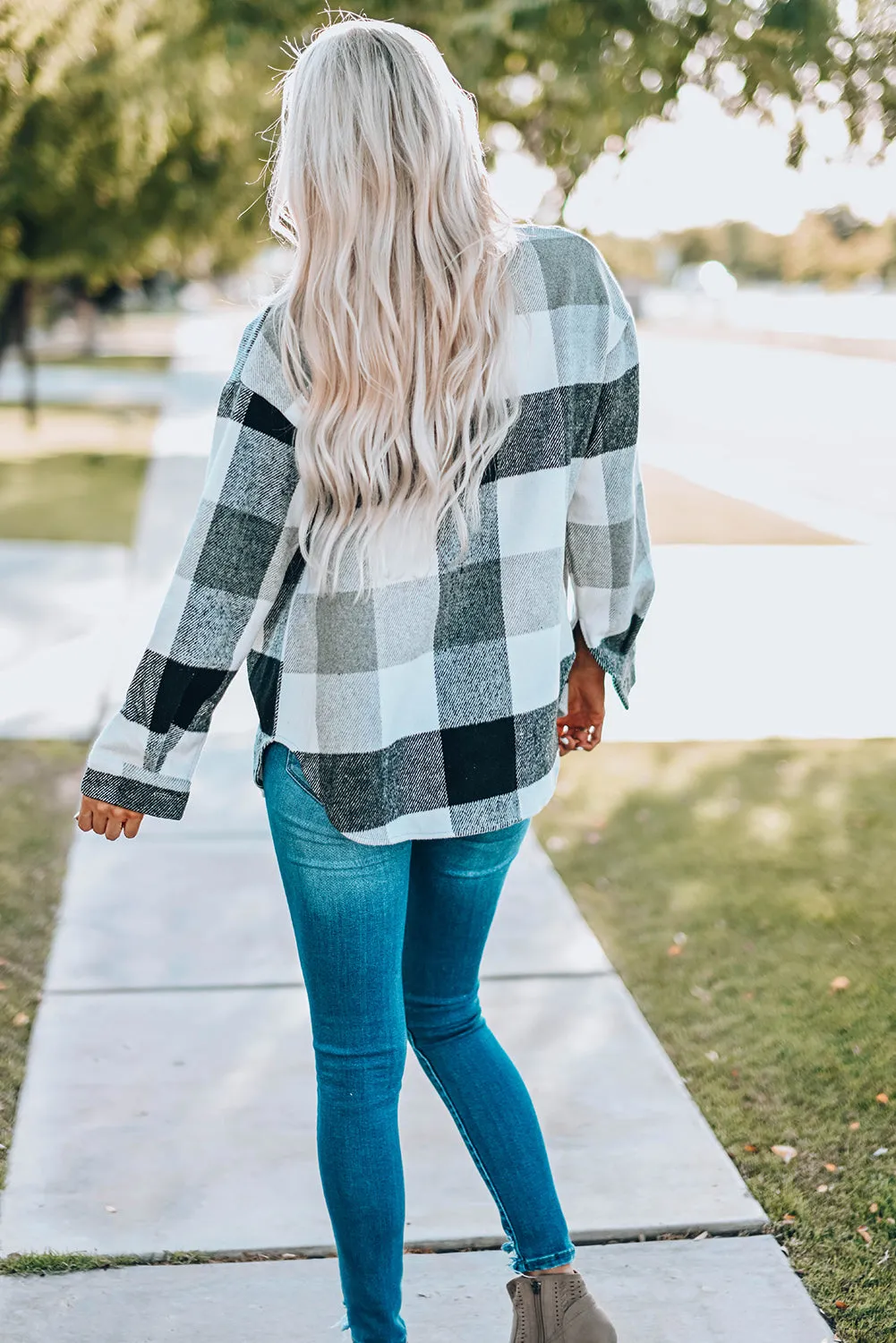 Keep Me Cozy Grey Plaid Shacket
