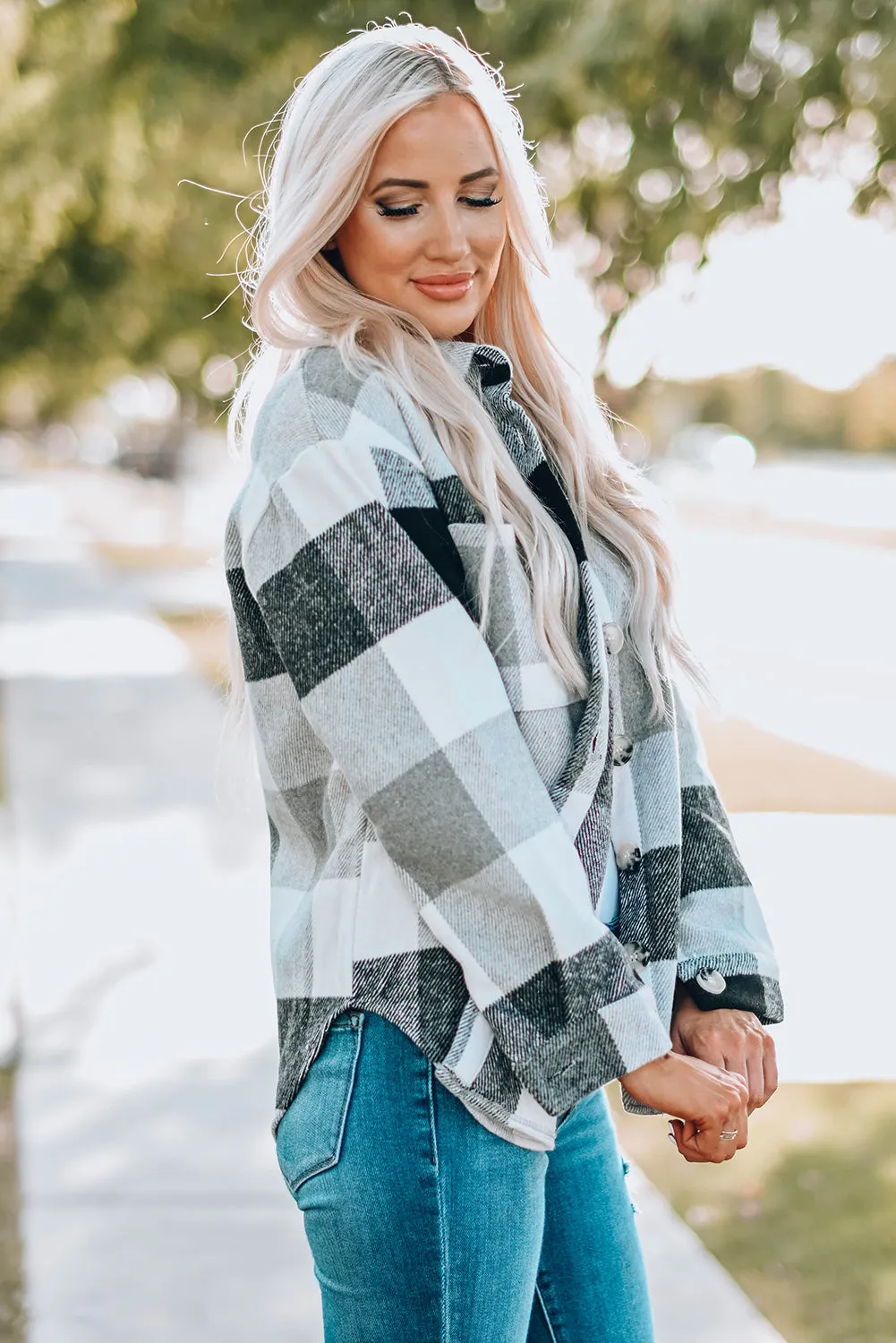 Keep Me Cozy Grey Plaid Shacket