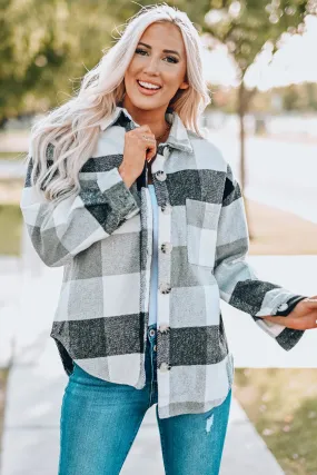 Keep Me Cozy Grey Plaid Shacket