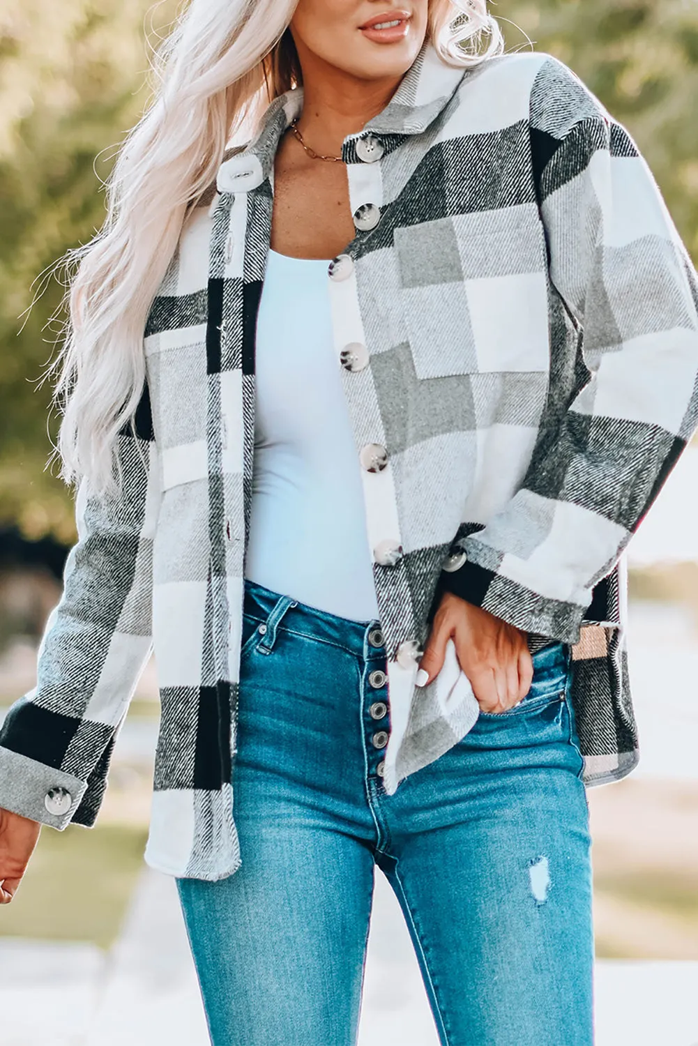 Keep Me Cozy Grey Plaid Shacket