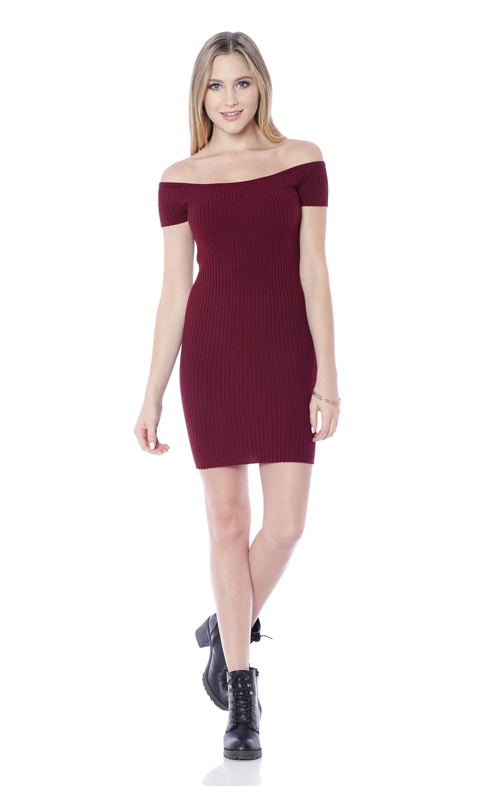 Khanomak Off The Shoulder Sweater Dress