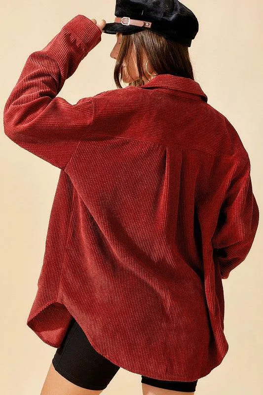 La Miel Madera Collared Long Sleeves Shacket