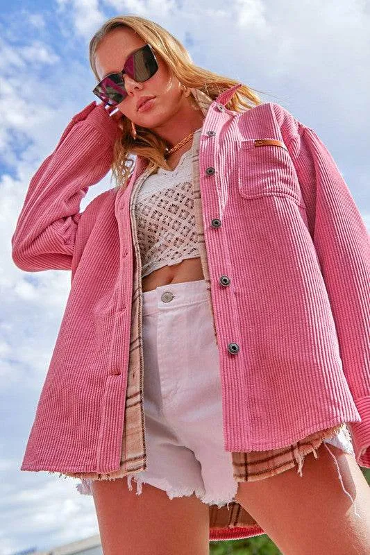 La Miel Madera Collared Long Sleeves Shacket