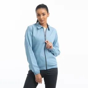 Ladies Denim Zipper Shacket Shirt - Super Light