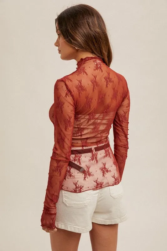 Layer It Up Wine Mesh Top