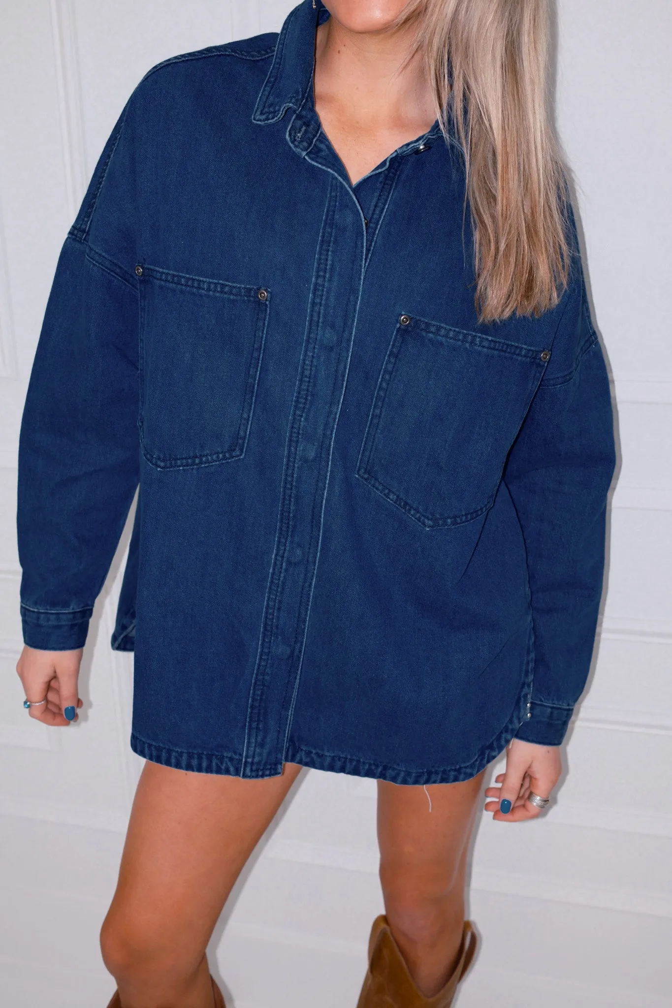 Leonie Denim Shacket - Dark Denim