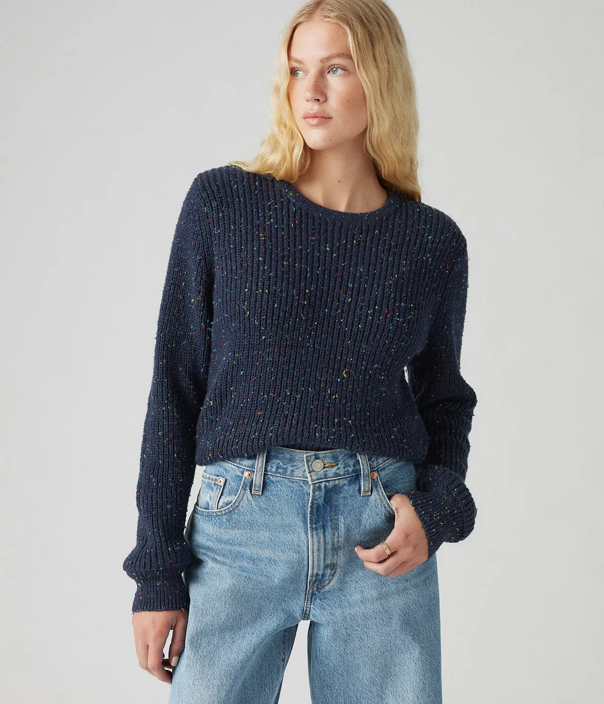 LEVI'S WOMENS SNOWFLAKE PULLOVER A9283-0005 BLUE BLAZER CONFETTI