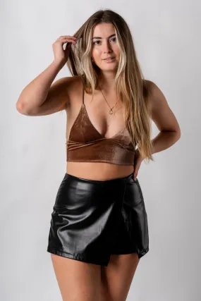 Longline velvet bralette mocha