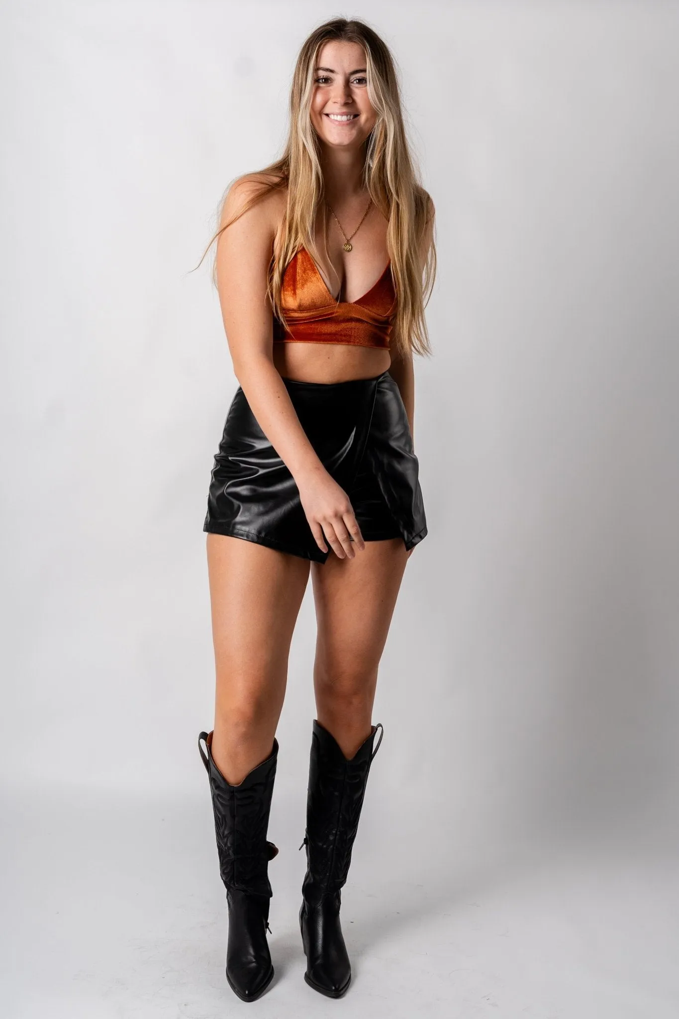 Longline velvet bralette rust