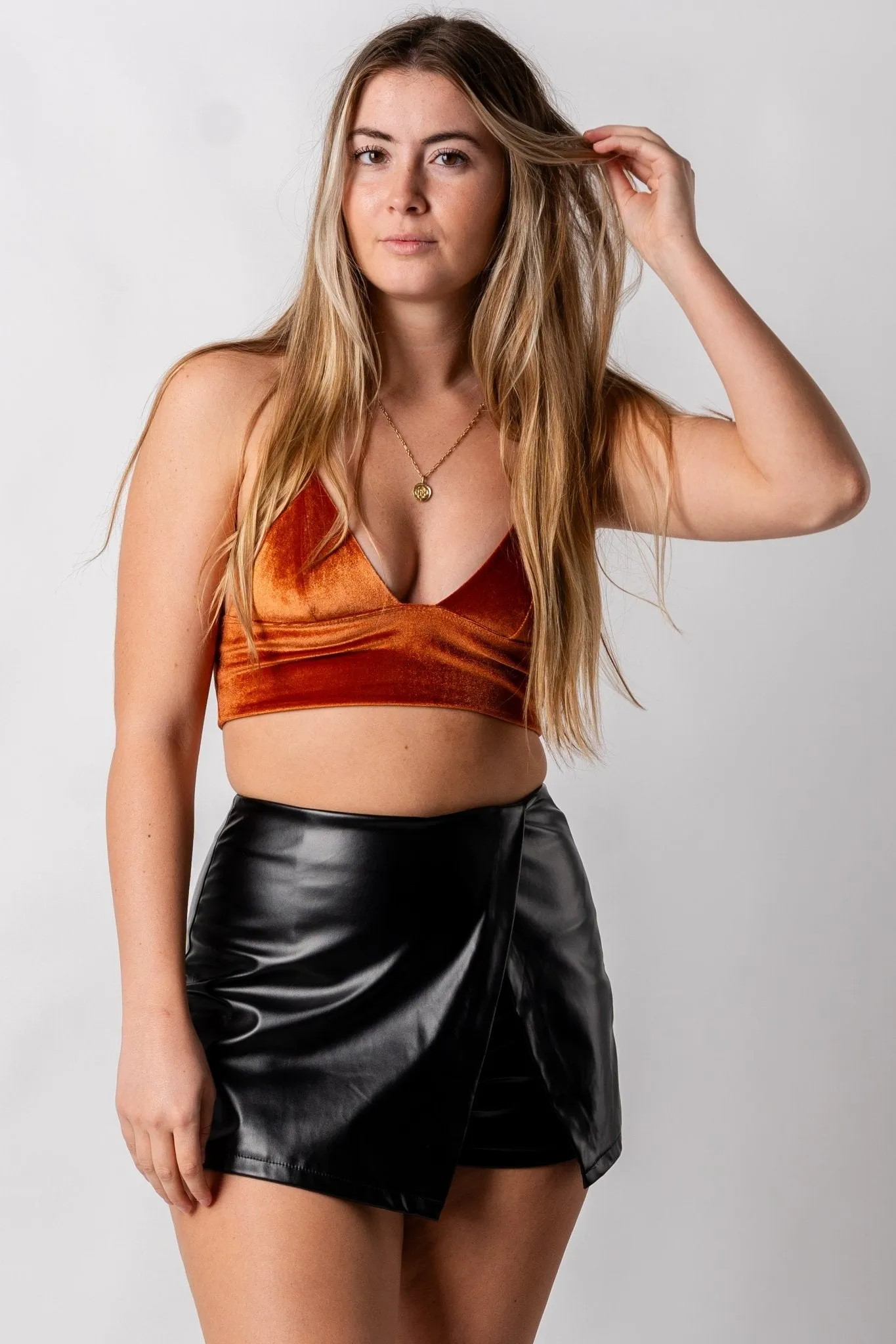 Longline velvet bralette rust