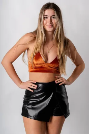 Longline velvet bralette rust