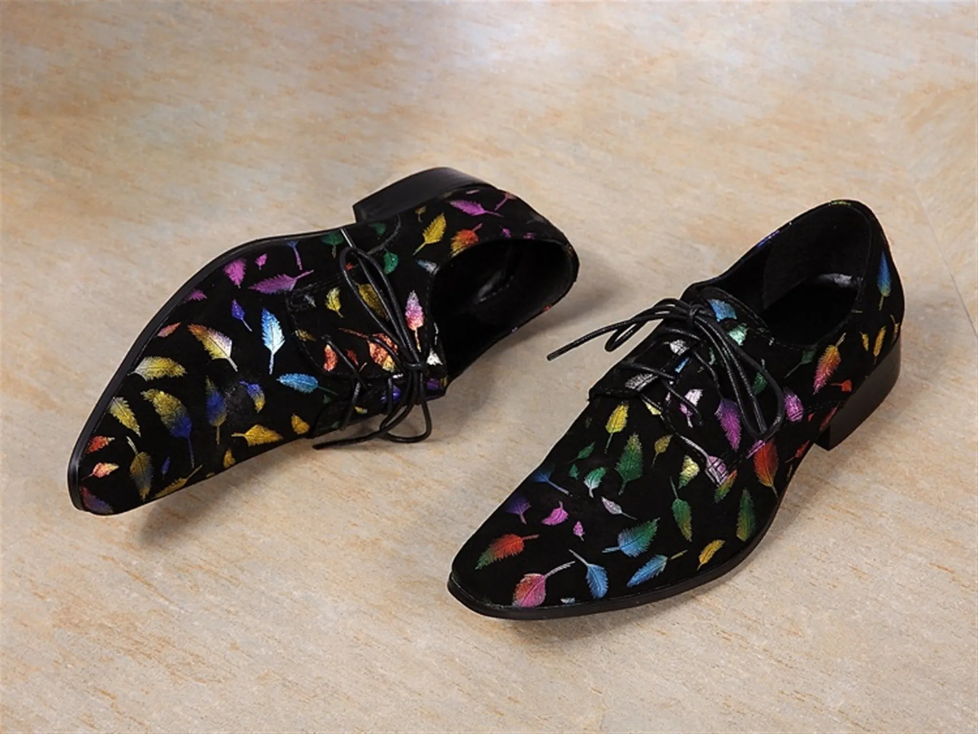 Low Top Lace up Pointed Printed Men Oxford Shoes
