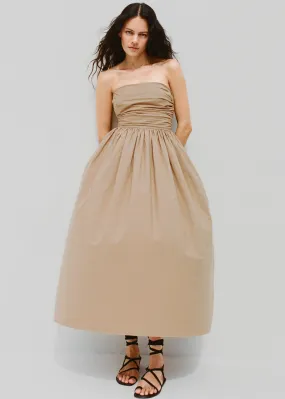 Matteau Strapless Lace Up Dress - Stone