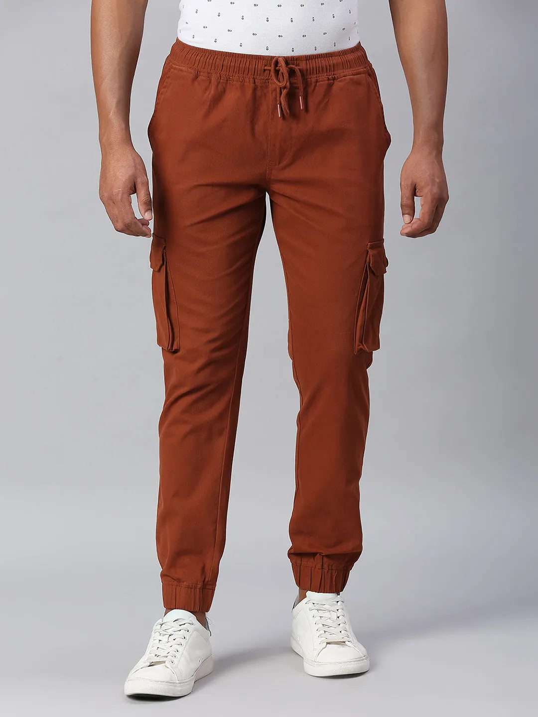 Men's Tapered Fit Cotton Joggers (Rust)