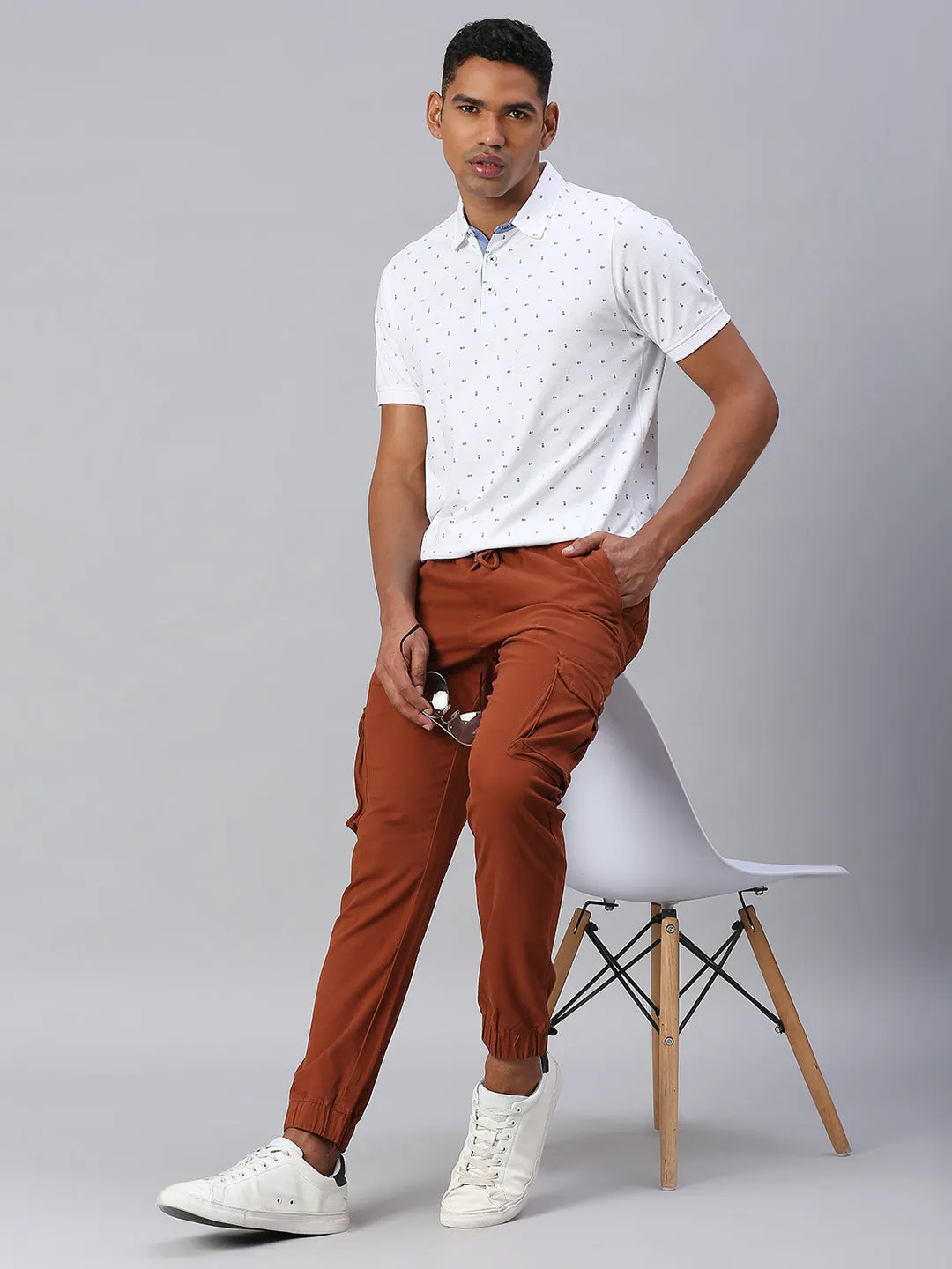 Men's Tapered Fit Cotton Joggers (Rust)