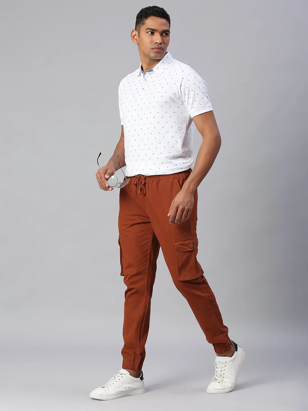 Men's Tapered Fit Cotton Joggers (Rust)