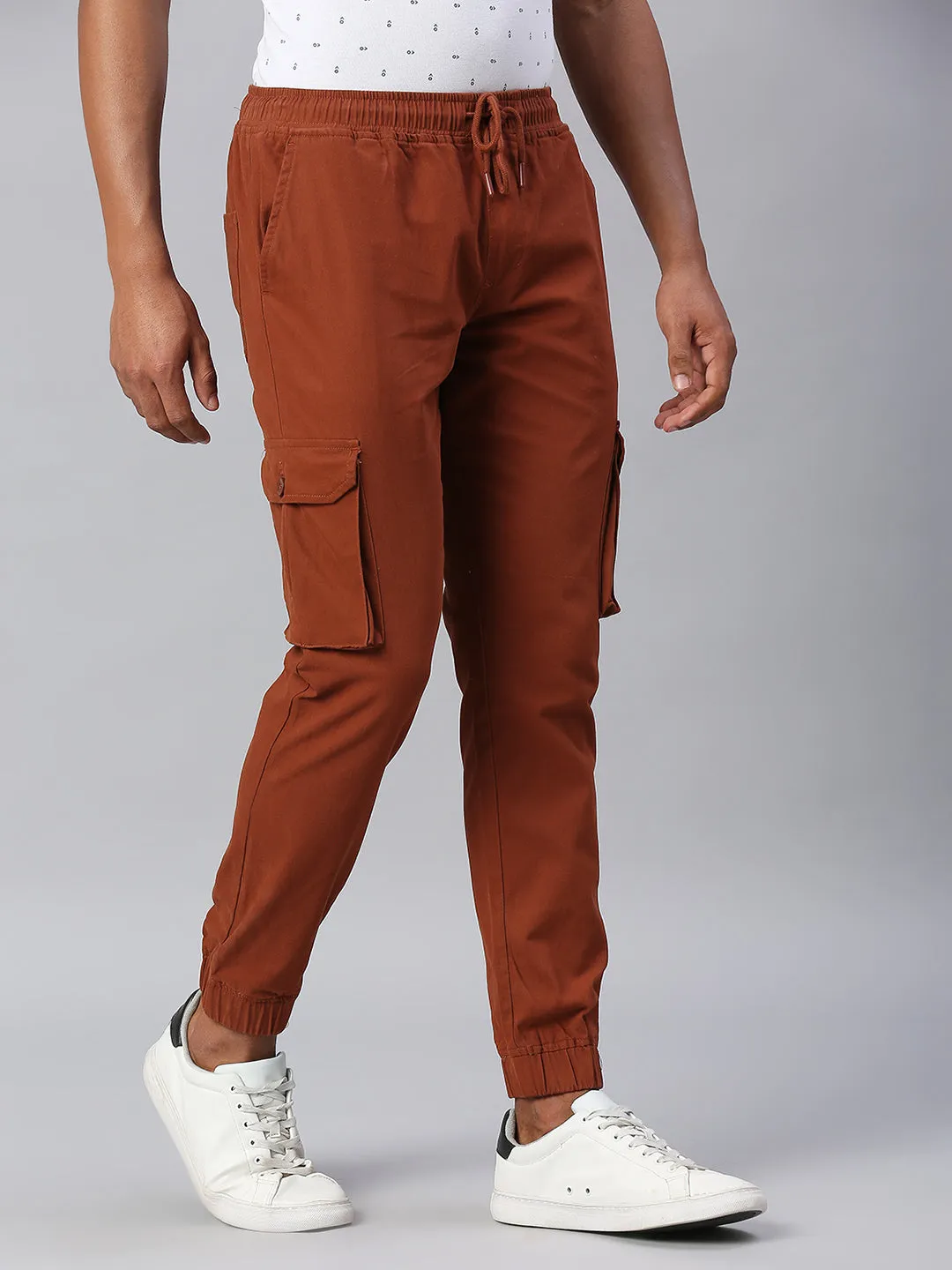 Men's Tapered Fit Cotton Joggers (Rust)