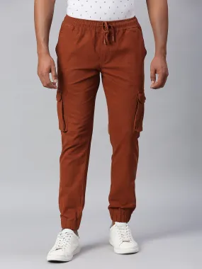 Men's Tapered Fit Cotton Joggers (Rust)