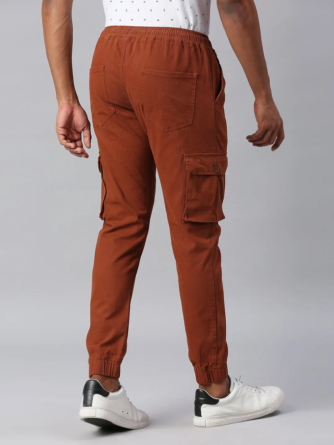 Men's Tapered Fit Cotton Joggers (Rust)