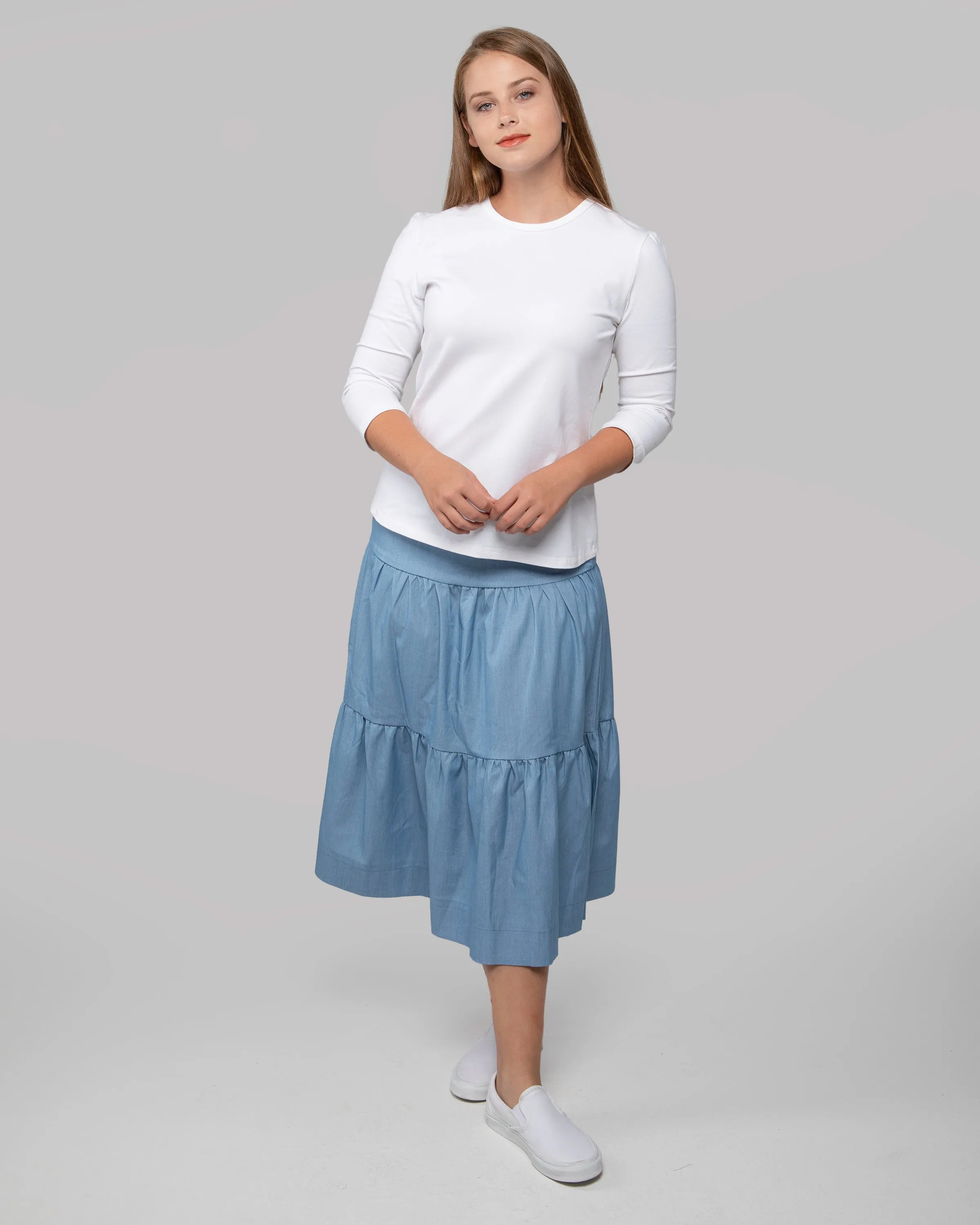 Midi Tiered Skirt 1001