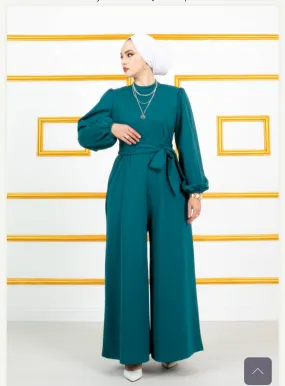 Moda Pery Turkish Women's Scuba Jumpsuit - 10765 Green
