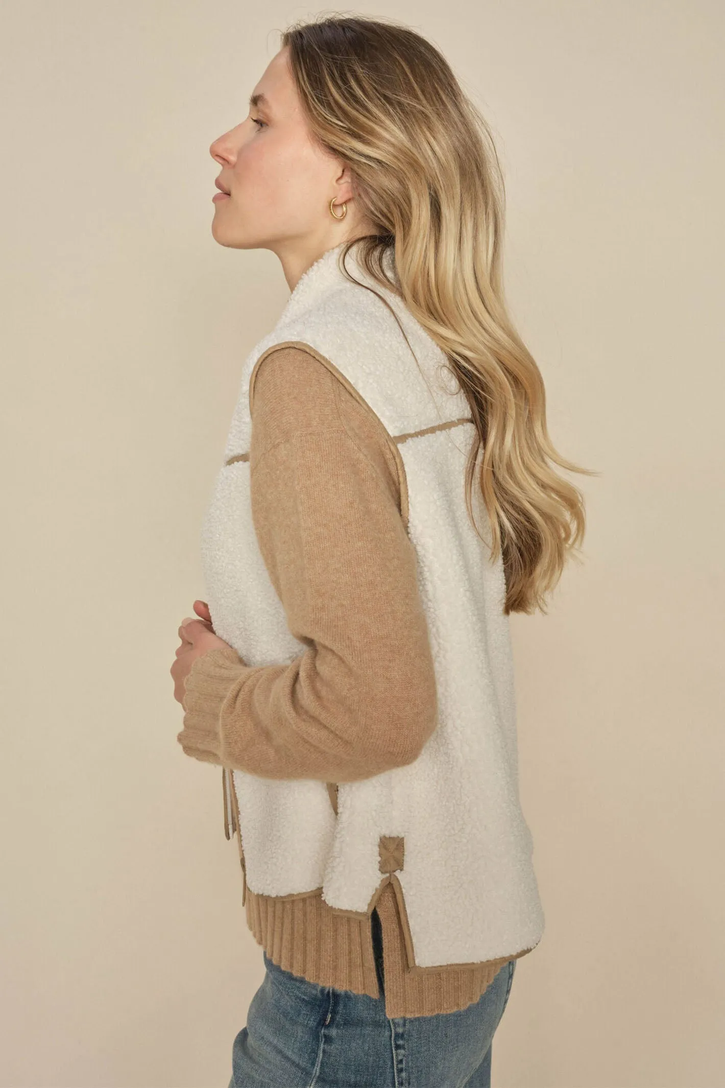Mos Mosh 165230 Ecru Cream Rowe Teddy Waistcoat Gilet