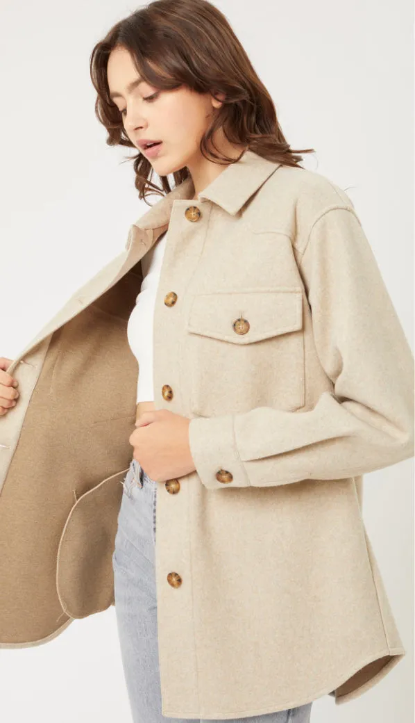 Neutral Kind Oversized Shacket- Oatmeal
