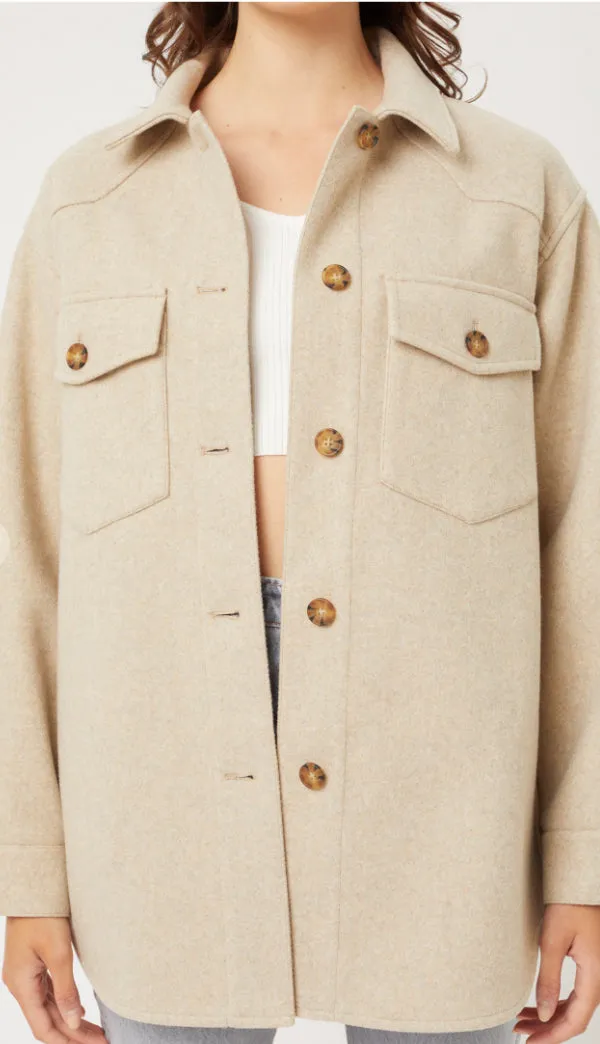 Neutral Kind Oversized Shacket- Oatmeal