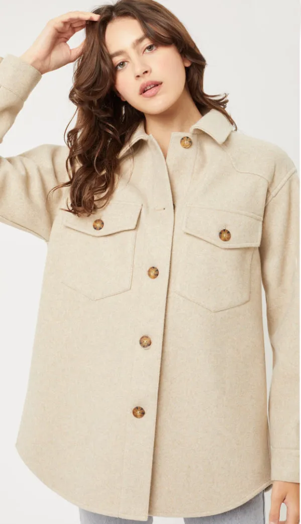 Neutral Kind Oversized Shacket- Oatmeal