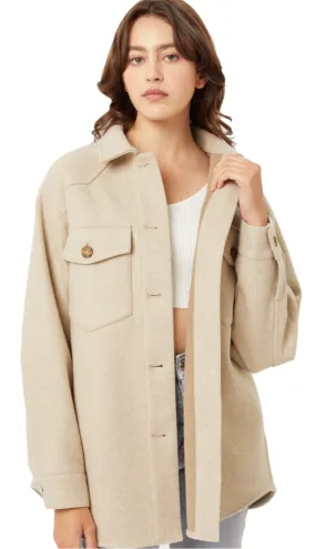Neutral Kind Oversized Shacket- Oatmeal