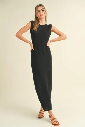 NEWEST ARRIVAL Black Crochet Knit Maxi Dress