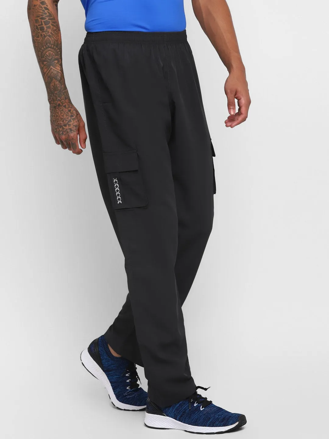 Nivia Cargo Pants for Men/Micro Chex Fabric trackpants with Velcro Pocket - Grey