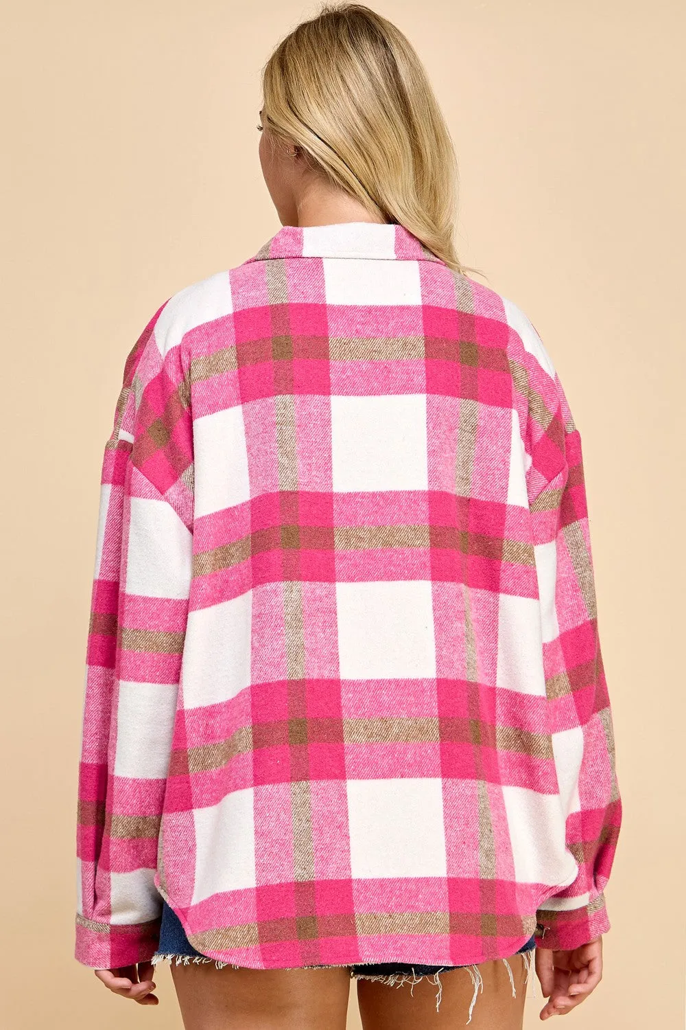 Pink Plaid Cardigan Shacket