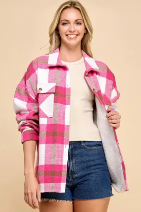 Pink Plaid Cardigan Shacket