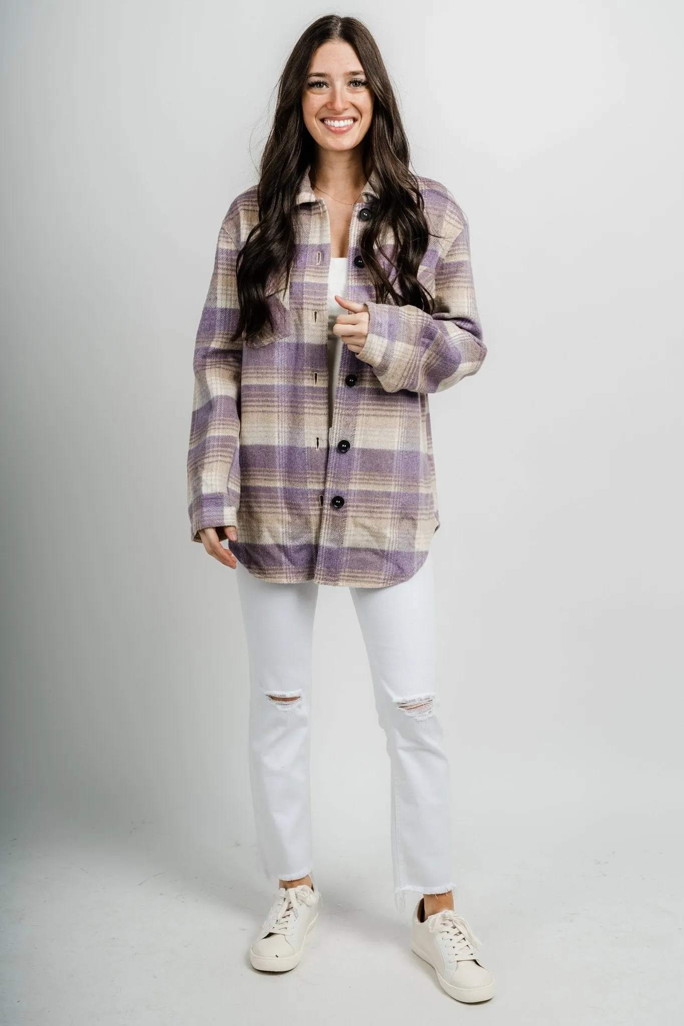 Plaid shacket lavender