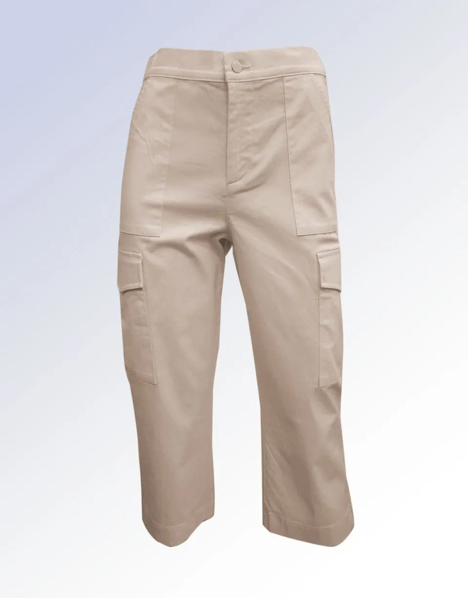 Point Zero Women's Stretch Capri Cargo  Pants - Sand