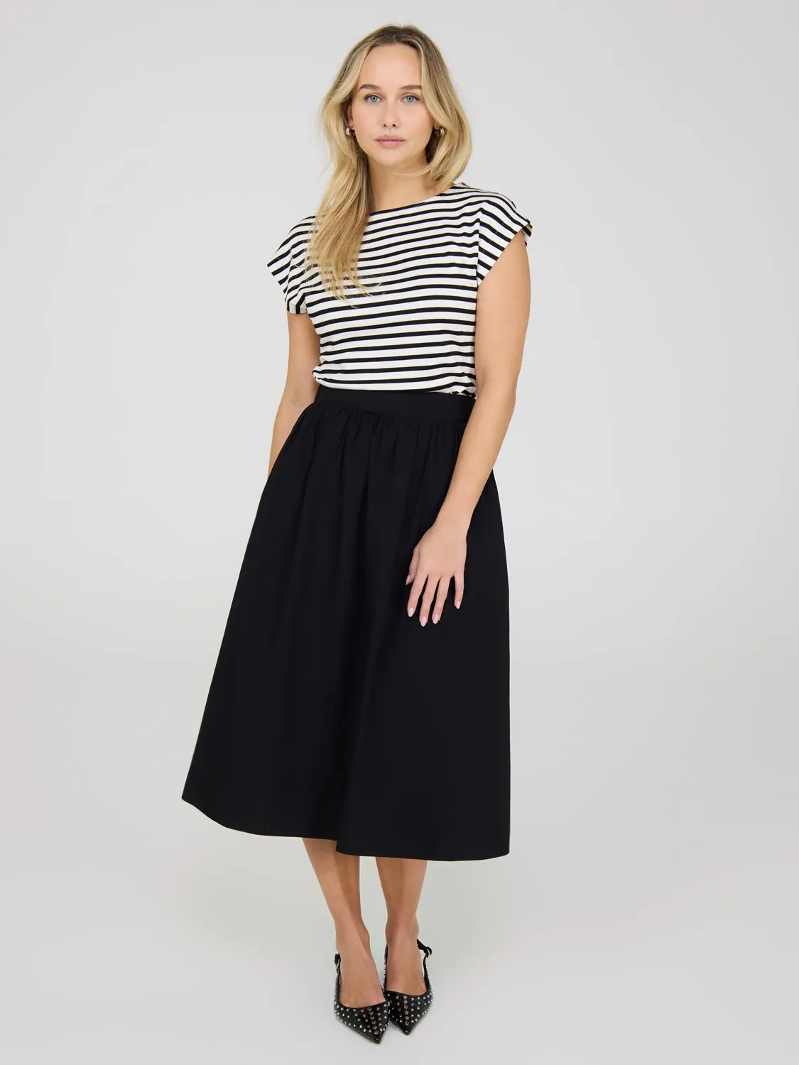 Poplin Midi Skirt With Pockets