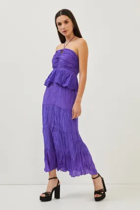 Purple Ruffle Detail Strappy Open Back Maxi Dress