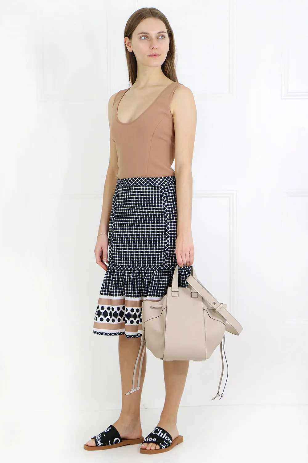 QUATRE SAISON MIDI PEPLUM SKIRT NUTMEG