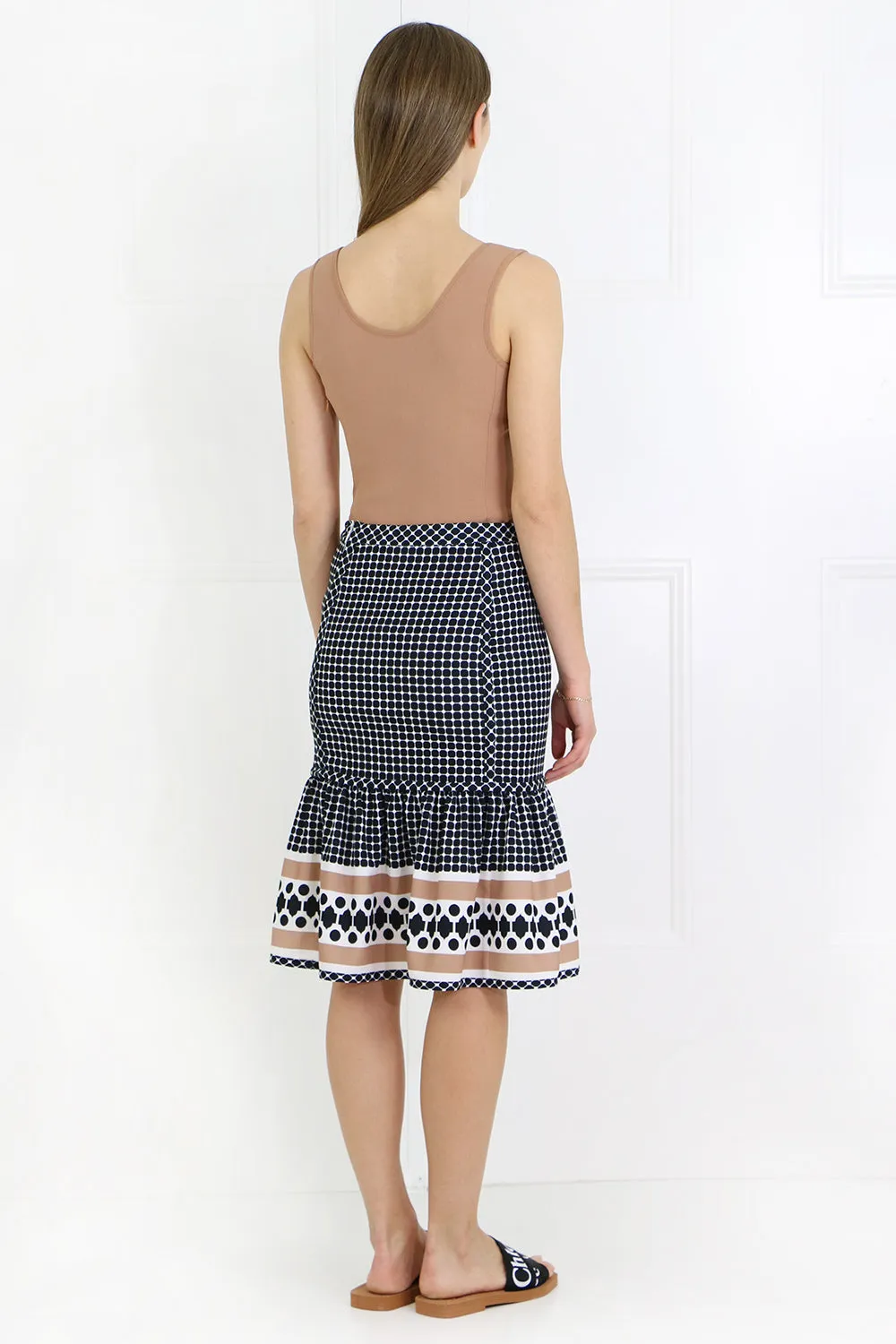 QUATRE SAISON MIDI PEPLUM SKIRT NUTMEG