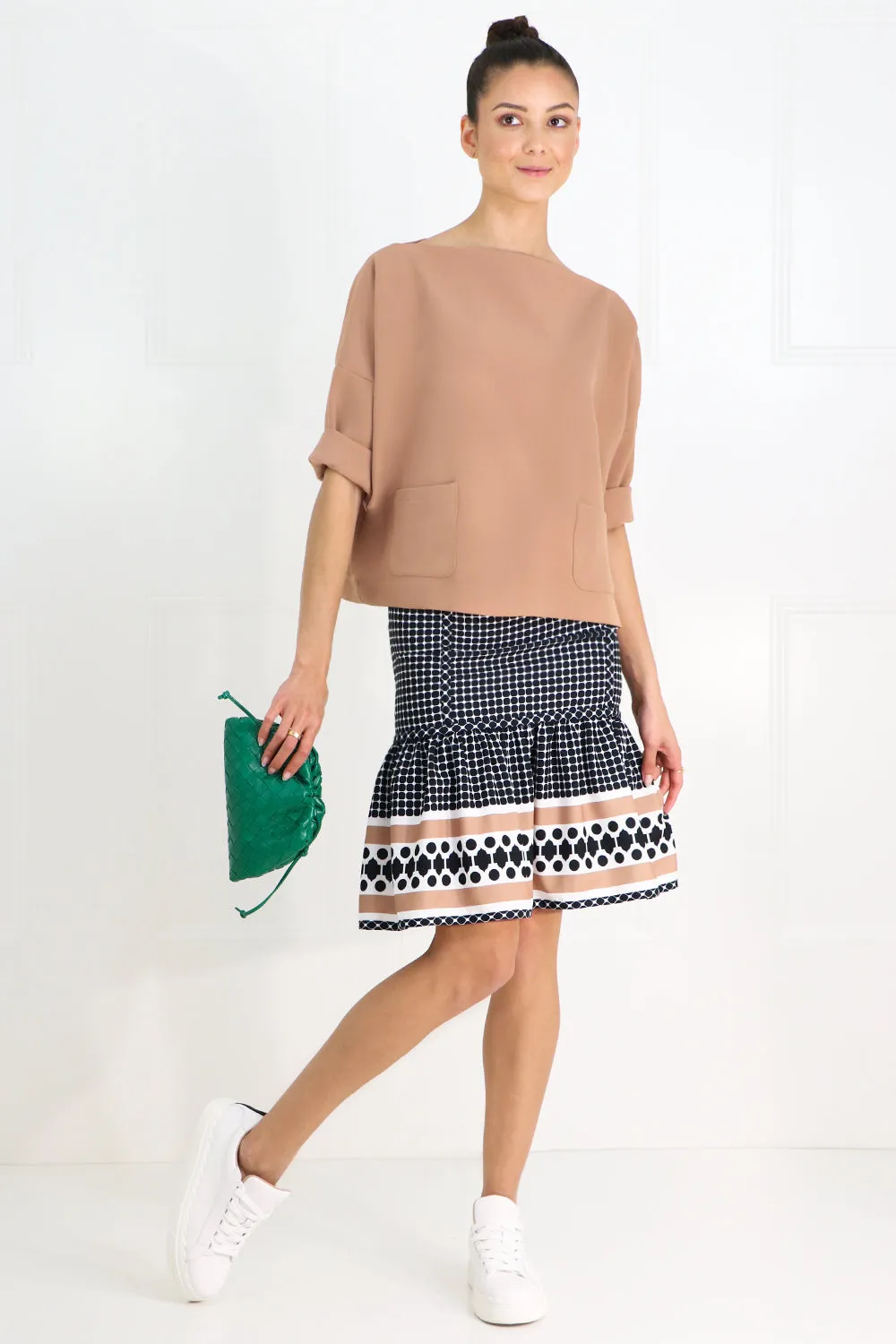 QUATRE SAISON MIDI PEPLUM SKIRT NUTMEG