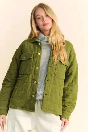 Quilted Button-Up Shacket with Chest Pockets by Davi & Dani